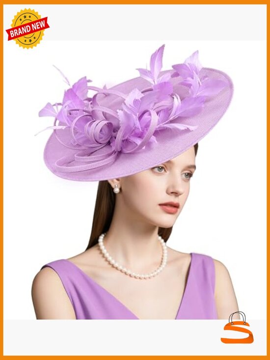 Linen Fascinator Hat - Vintage Feather Headpiece for Derby, Wedding, Tea Party